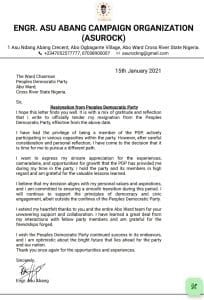 Engr Asu Abang resignation letter. 